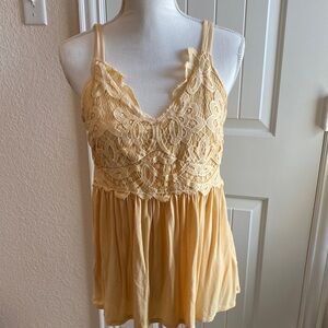 2/$15 Cupio yellow spaghetti strap top